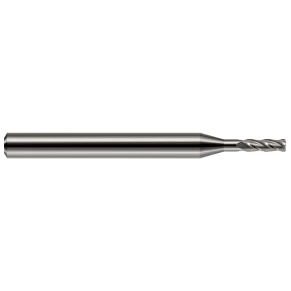 Miniature End Mill - 4 Flute - Corner Radius, 0.1250" (1/8), Length of Cut: 3/8"